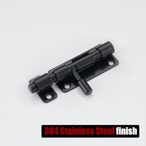 JQK Door Security Slide Latch Lock Barrel Bolt, 304 Stainless Steel Sliding Gate Latches Thickened 1.4mm with Padlock Hole, Black, 2 Pack HBB120-BK-P2 - color: Black, size: 2 Pack