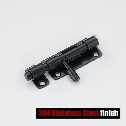 JQK Door Security Slide Latch Lock Barrel Bolt, 304 Stainless Steel Sliding Gate Latches Thickened 1.4mm with Padlock Hole, Black, 4 Pack HBB120-BK-P4 - color: Black, size: 4 Pack