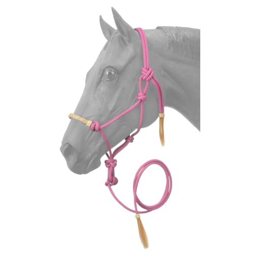 Tough1 Rawhide Noseband Rope Halter with Lead - color: Pink