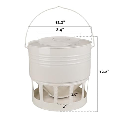 KOL Hanging Chicken Feeder – 20lbs Metal Chicken Feeder No Waste, Adjustable Poultry Feeder with 12 Ports, No Installation & Universal Height Design (Jade White) - color: Jade White