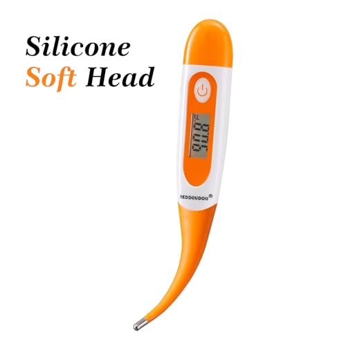 Digital Pet Thermometer for Accurate Fever Detection, Suitable for Cats/Dogs/Horse/Veterinarian, Waterproof Pet Thermometer, Fast and Accurate Measurements in 20 Seconds (Orange)