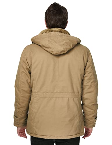 WenVen Men's Winter Thicken Fleece Cotton Military Parka Jacket Warm Coat - color: Khaki, size: Medium