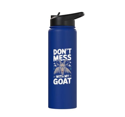 Don´t Mess With My Goat Cute Coat Pygmy Goat Farmer Stainless Steel Insulated Water Bottle - color: Royal Blue