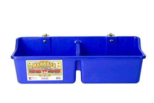Little Giant® Portable Feeder with Divider | Livestock Feeder | Heavy Duty Mountable Feeding Trough for Livestock & Pets | Made in USA | 16 Quarts | Blue - color: Blue