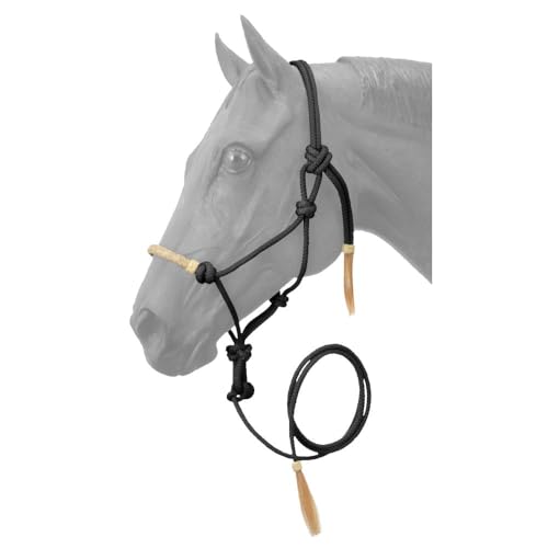 Tough1 Rawhide Noseband Rope Halter with Lead - color: Black
