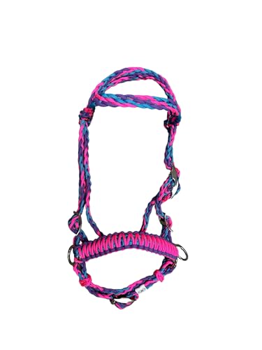 pony bitless bridle horse tack side pull hackamore hot pink lilac and turquoise small pony and large pony sizes