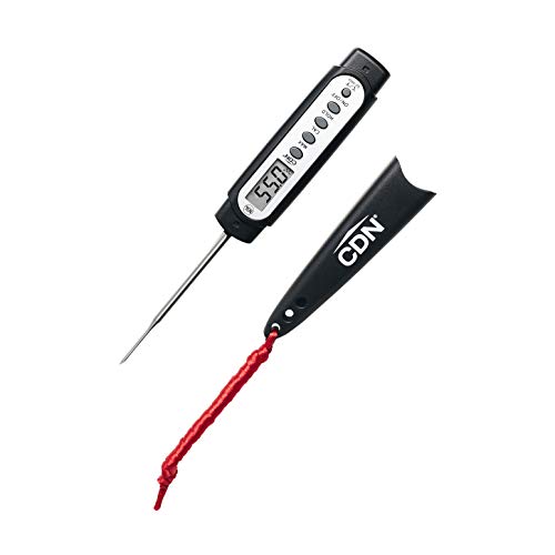 CDN ProAccurate® Waterproof Digital Thermometer with Protective Sheath, Easy to Read Display, 2.75" Stem with Thin Tip, Black/White (Q2-450X) - color: Black/White Display, size: 2.75" Stem