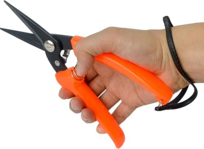 Carbon Steel Goat Hoof Trimmer Shears – Multiuse (1pc-Orange) | For goat/sheep/alpaca/lamb hooves. Rustproof serrated blade, non-slip. Curved handle, wrist strap & lock. Also for gardening