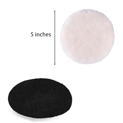 Swagwert 5Pcs 5" Wool Polishing Buffing Pads Hook and Loop Pad Fit Orbital Polisher Buffer - size: 5 pcs