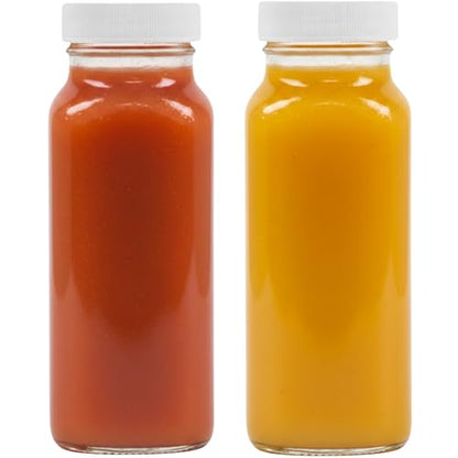 kitchentoolz 8oz Square Glass Juice Shot Bottle with Lid – 2 Pack 8 oz Milk Glass Bottles with Lids for Lunch Box, Airtight Reusable Drinking Jars for Smoothies, Yogurt, Kefir, Juice & Water - color: 8oz, style: 2 Pack