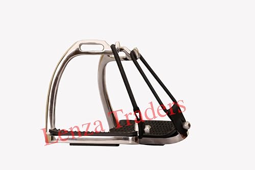 Peacock Silver Polish Safety Stirrups Horse Riding S Steel with Treads, Horse Stirrups, Equestrian Peacock Safety Stirrups for Adults/Childerns - size: 4.25" inch