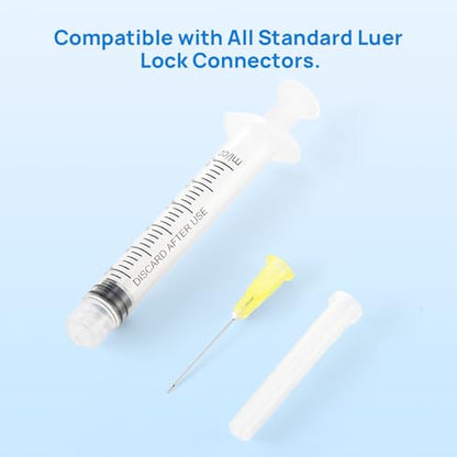 JMU 100pcs Dental Irrigation Syringes 3cc with 27G Blunt Dispensing Endodontic Irrigarion Needles, Luer Lock Design (Pack of 2) - size: 3ML 27G (Pack of 2)
