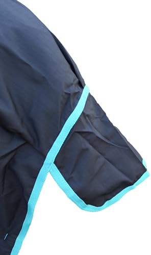 CHALLENGER 1200D Turnout Waterproof Rain Light-Weight Sheet Horse Blanket - color: Black/Turquoise Trim, size: 60"