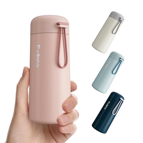 8 oz Water Bottles Made of 304 Stainless Steel, Small Water Bottles Double Wall Vacuum Insulation for Hot&Cold Drinks, Water Bottle Purse with Carry Handle - 100% Leakproof(Pink) - color: Pink, size: 8.5 Ounces