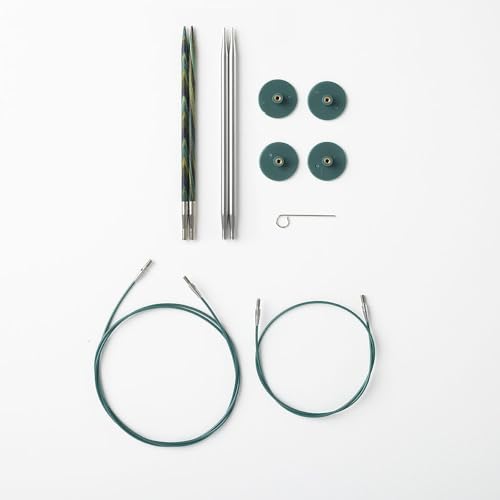 Knit Picks Wood and Metal Interchangeable Knitting Needles Set - US 6 and 7 - color: Caspian & Reflections