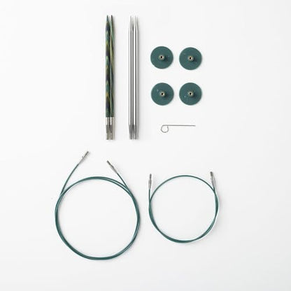 Knit Picks Wood and Metal Interchangeable Knitting Needles Set - US 6 and 7 - color: Caspian & Reflections