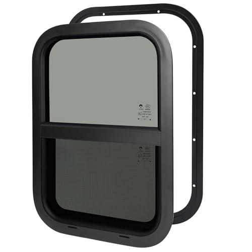 18"W x 30"H RV Windows for Cargo Trailer Camper,Tinted Vertical Sliding - size: 18"W x 30"H