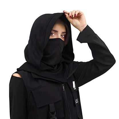 Rogue Punk Neck Warmer Hooded Cape Hat With Mask | Breathable Face & Neck Gaiter | Cowl Hood Scarf For Outdoor & Cosplay