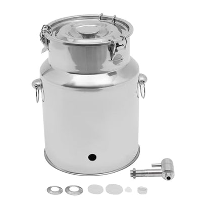 10L/2.64Gal Stainless Steel Beverage Storage Dispenser with a Spigot Milk Can Drink Jug Dispenser with Hangable Lid, 7.87 * 11.81in (Silver - 10L/2.64Gal) - color: Silver - 10L/2.64Gal