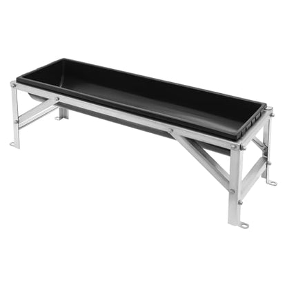 Livestock Feed Trough with Stand, 35L/9.25Gal Capacity Livestock Water Trough with Triangular-Structure Stand 39" Long Portable Farm Animal Feeder for Calves, Pigs, Sheep and Horses (Black) - color: Black