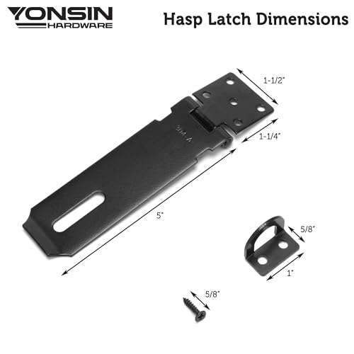 5" Door Padlock Safety Hasp Latch, Door Hasp Clasp Lock Gate Shed Hasp Latch Lock for Door Window Cabinet Pet Cage Toolbox Shed Fence, 304 Stainless Steel, Matte Black Finish, 1 Pack - size: 5 Inch