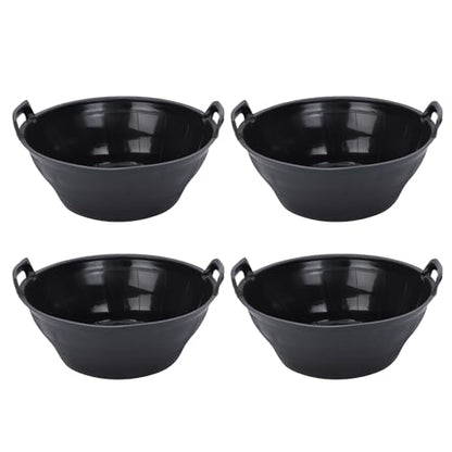 4Pcs Multi-purpose Flexible Feeder Pan, Large Feed Bucket for Animal Feeding, Livestock Water Bowl Chicken Dust Bath Tub for Horse Goat Pig Dog Farm Livestock Poultry