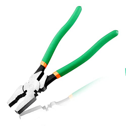 11.5 Inches Fencing Pliers With Wire Cutters - Heavy-Duty Multi-Purpose Flat Nose Fence Tool for Installing, Maintaining, and Repairing Wire Fences - style: 11.5" Fencing Pliers(Green)