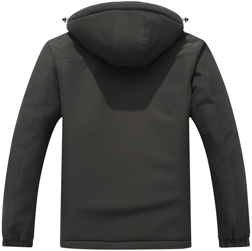 Men's Mountain Ski Jacket Winter Snow Coats Waterproof Warm Fleece Lining Jacket Parka with Hooded - color: Dark Gray, size: Medium