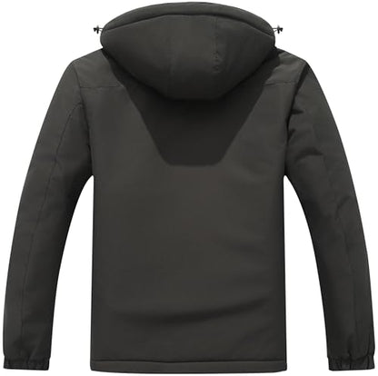 Men's Mountain Ski Jacket Winter Snow Coats Waterproof Warm Fleece Lining Jacket Parka with Hooded - color: Dark Gray, size: XX-Large