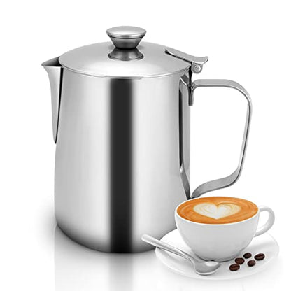 Stainless Steel Milk Frothing Pitcher With Lid 350ml