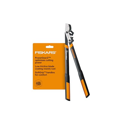 Fiskars 25” PowerGear2 Garden Bypass Loppers, 1.75" Capacity Tree Trimmer | Branch Cutter Tool, Multiplies Cutting Power for Easier Pruning, Heavy-Duty & Sharp Steel Blade with Low-Friction Coating - style: 25 in