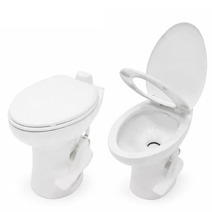 SEAFLO Porcelain RV Toilet with Elongated Bowl, 19” Residential Height, Gravity Flush, Foot Pedal Flush, Soft Close Seat, Easy Install, Camper Toilet, 4-Year Warranty, SFRTCH-02-01 - color: White (Porcelain Bowl)