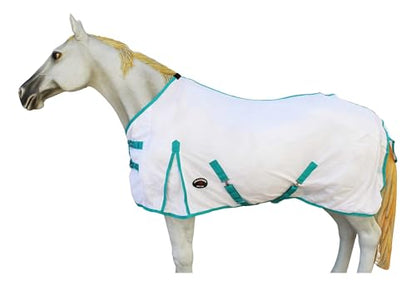 Challenger Horse Airflow Mesh Summer Light Fly Sheet Teal 7333 - color: White Teal, size: 70 inches