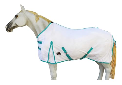 Challenger Horse Airflow Mesh Summer Light Fly Sheet Teal 7333 - color: White Teal, size: 70 inches