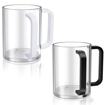 2Pcs Washing Cup Judaica with Dual Handles, Unbreakable Clear for acrylic Netilat Yadayim Cup for Everyday & Passover Seder, Shabbat, Shul, Synagogue & Home (BLACK&WHITE) - color: BLACK&WHITE