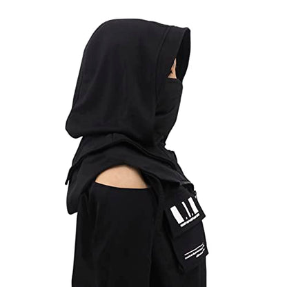 Rogue Punk Neck Warmer Hooded Cape Hat With Mask | Breathable Face & Neck Gaiter | Cowl Hood Scarf For Outdoor & Cosplay