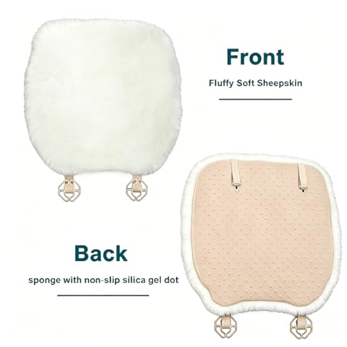 2 Pack White Fuzzy Sheepskin Car Seat Covers for Soft Genuine Wool Cushion - color: White
