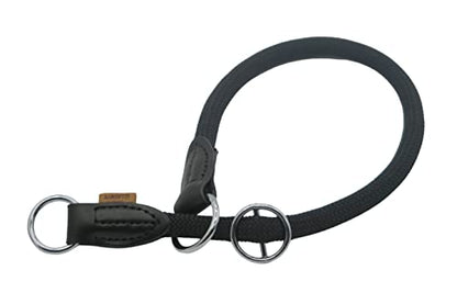 Braided Round Martingale Dog Collar, Training Collar with Slidable Stop Ring - Ideal for Medium/Large Dogs (M+(1/2") - 18" Long, Black) - color: Black, size: M+(1/2") - 18" Long
