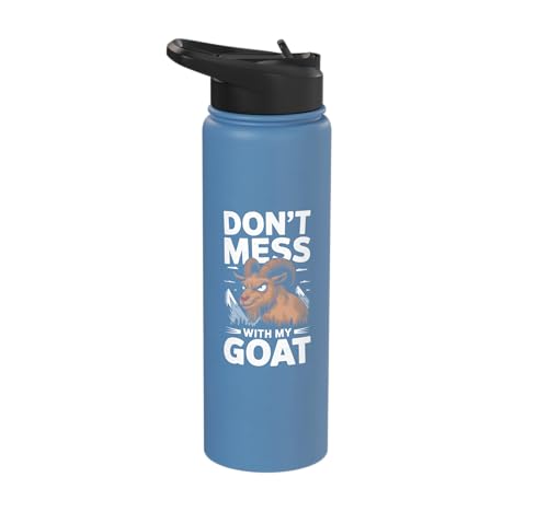 Don´t Mess With My Goat Cute Coat Pygmy Goat Farmer Stainless Steel Insulated Water Bottle - color: Light Blue