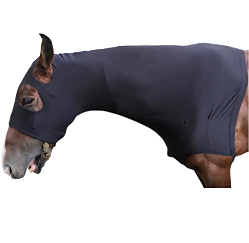 Majestic Ally Stretch Horse Hood with Zipper, Small, Black - color: Black, size: Small