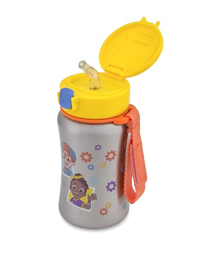 Skip Hop x Blippi & Meekah Toddler Stainless Steel Water Bottle, BPA-Free Toddler Water Bottle with Pop-Up Lid & Flexible Straw Holds 12oz. Age 12m+ - color: Blippi & Meekah