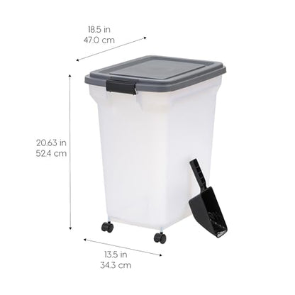 IRIS USA Dog Food Storage Container, Up to 40 lbs, Dark Gray, Made in USA - color: Dark Gray, size: 40 lbs
