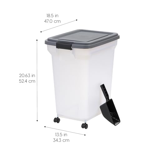 IRIS USA Dog Food Storage Container, Up to 40 lbs, Dark Gray, Made in USA - color: Dark Gray, size: 40 lbs