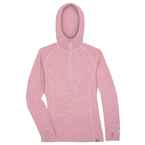 MERIWOOL Women’s Base Layer Hoodie Lightweight Merino Wool Long Sleeve Thermal - color: Pink Heather, size: Medium