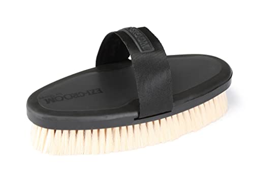 Shires Equestrian Ezi-Groom Grip Body Brush with Goat Hair (Black) - color: Black