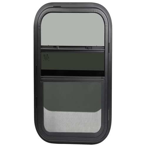 12"W x 24"H RV Windows for Cargo Trailer Camper,Tinted Vertical Sliding - size: 12"W x 24"H