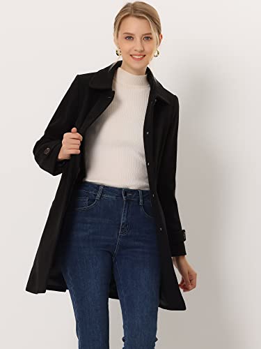 Allegra K Women's Winter Overcoat Peter Pan Collar Single Breasted Pea Coat - color: Black, size: Small