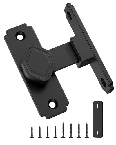 Pocket Door Lock, 90 Degree Latch, Barn Door Hardware Black 1PC - color: Black-1 Pc