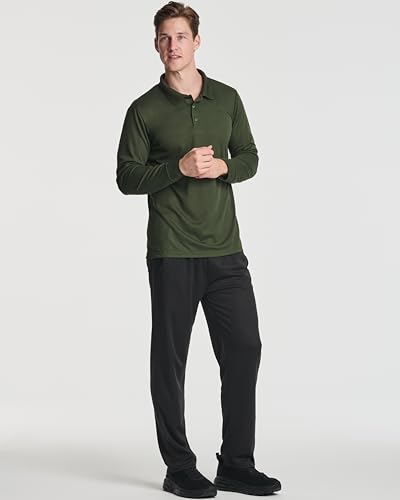 3 Pack Mens Long Sleeve Polo Shirts Dry Fit Golf Work Casual Collared Tops - color: Set 7, size: Small