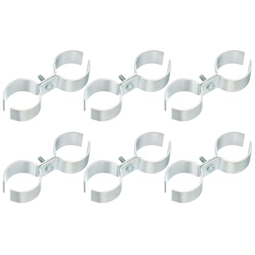 HARFINGTON 6pcs Chain Link Fence Panel Clamps 1-5/8" Galvanized Dog Kennel Clamps Fence Connector Temporary Dog Cage Hardware Parts with Bolts and Nuts for Round Pipe Panel Frame Cage - size: 1-5/8"